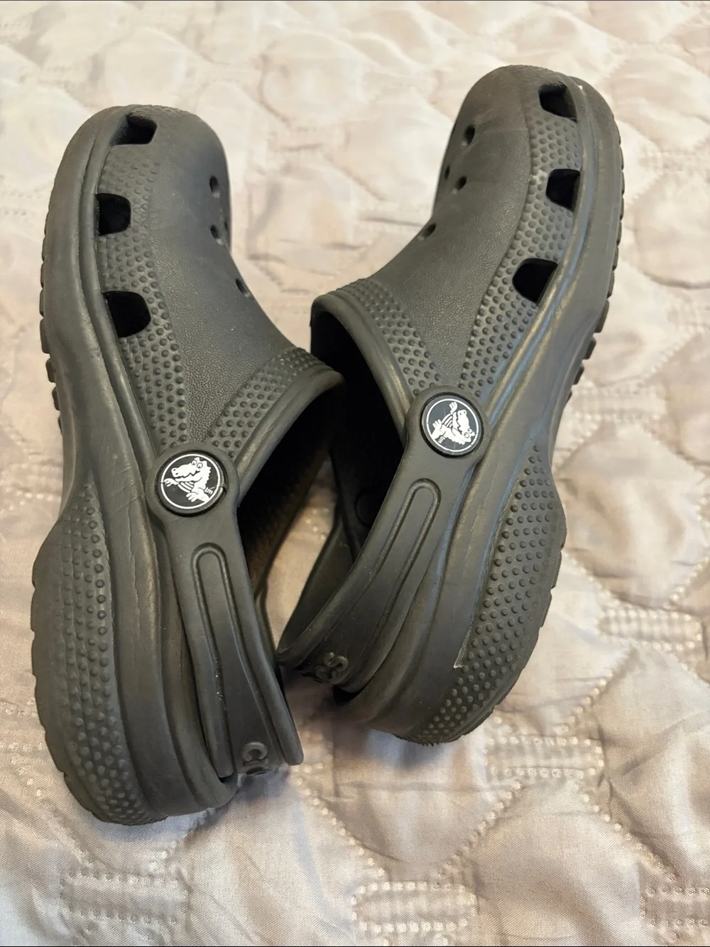 CROCS Kids Clogs — Solid Black & Black/White Marble